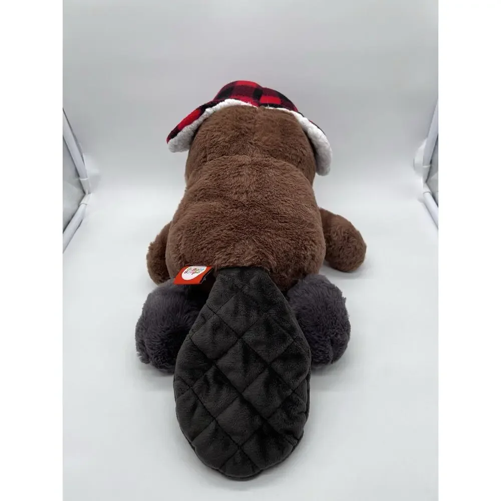 Giggle Scape Beaver Stuffed Animal Plush w/ Red Black Plaid Hat 2025 F440298